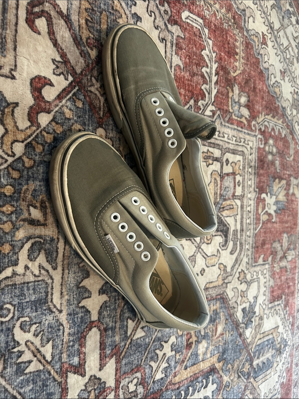 Vans Slip-On Style Canvas Sneakers in Olive - Picture 2 of 5